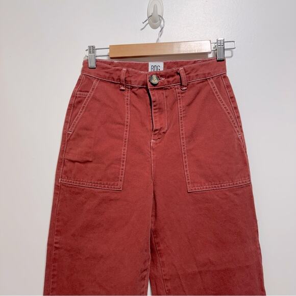 Urban Outfitters BDG Contrast Stitch Workwear Jeans in Red Size 25 - Picture 8 of 12